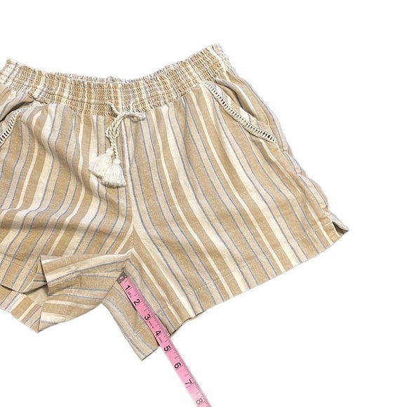 Briggs New York | Women's | Beige Striped Pull On Linen Blend Short - Size Large - Picture 10 of 11